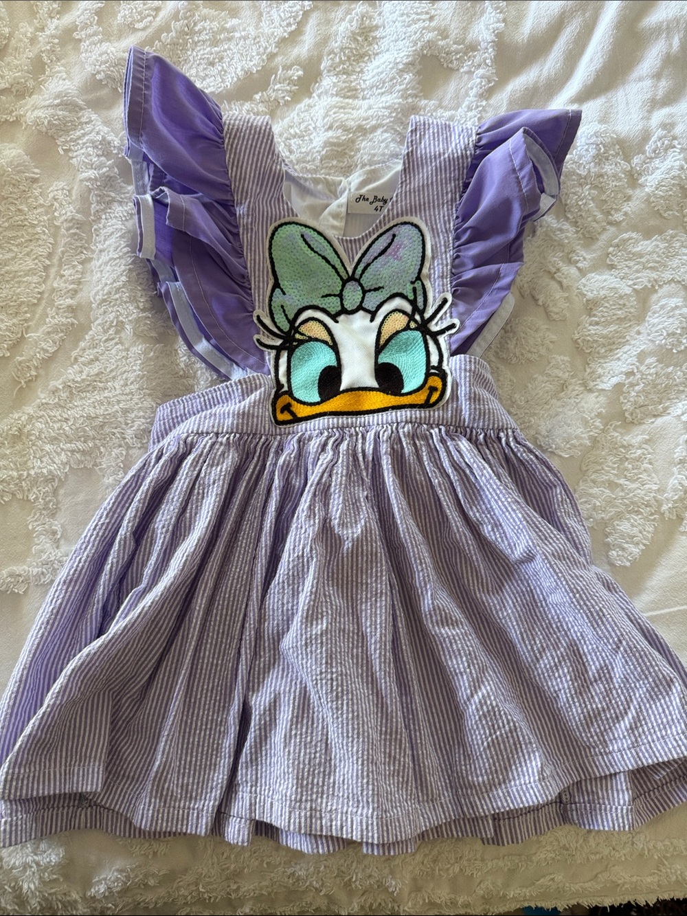 Disney Daisy Duck Lilac Striped Dress with Sequin Bow Applique